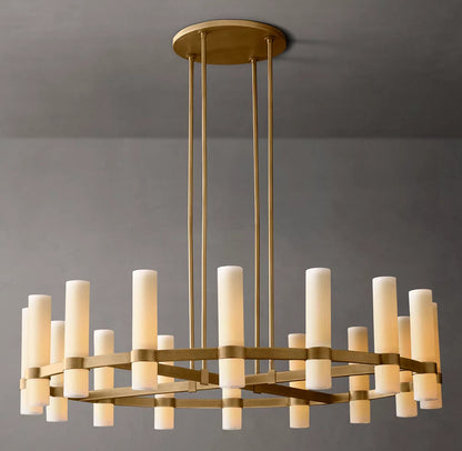 Ravelle Round Milk Glass Chandelier 48"