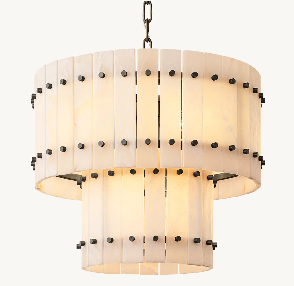 San Marco Alabaster Round Tiered Chandelier 22"