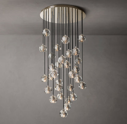 Boule De Cristal Clear Glass Round Cluster Chandelier 30"
