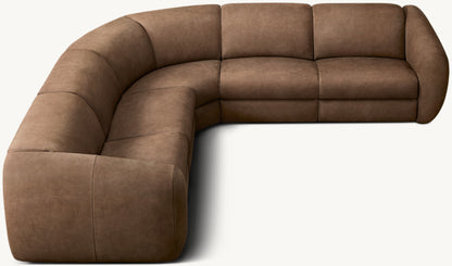 Monceau Recliner Modular Leather 5-Piece L-Sectional