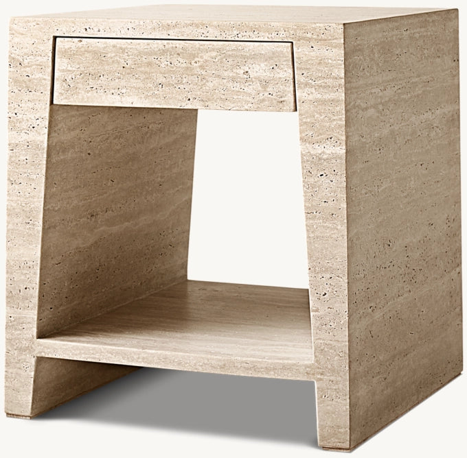 Wyeth Travertine Square Bedside Table