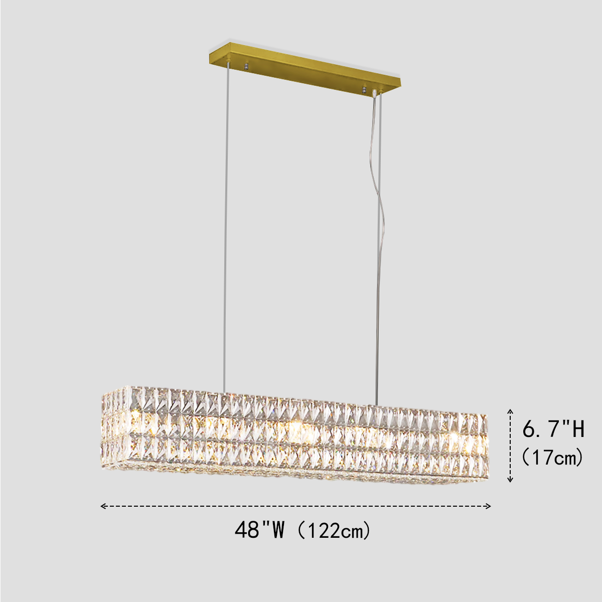 Dina Halo Rectangular Crystal Chandelier
