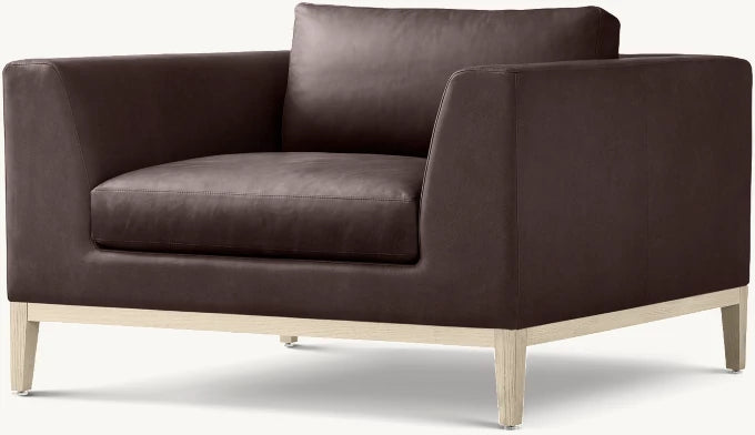 Italia Taper Arm Leather Chair - Oak Base