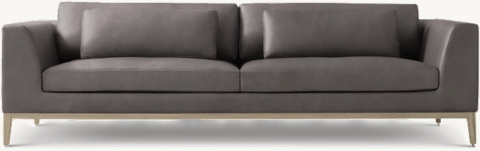 Italia Leather Taper Arm Sofa - Oak Base