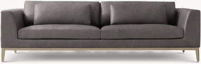 Italia Leather Taper Arm Sofa - Oak Base
