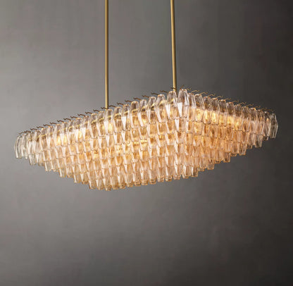 Chiara Clear Glass Tiered Rectangular Chandelier 54"