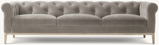 Italia Chesterfield 3-Cushion Sofa - Oak Base