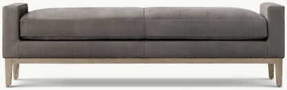 Italia Leather Bench - Oak Base