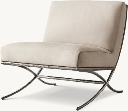 Thaddeus X-Base Leather Slipper Chair