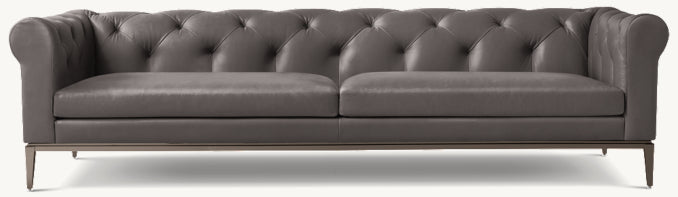 Italia Leather Chesterfield Sofa - Metal Base