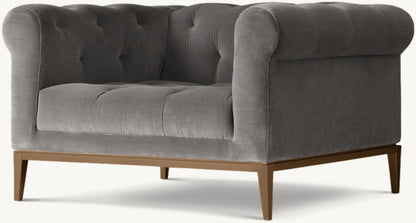 Italia Chesterfield Chair with Tufted Cushion - Metal Base