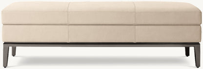 Italia Leather End-of-Bed Storage Bench - Metal Base