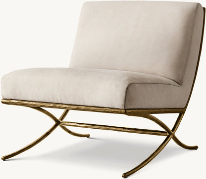 Thaddeus X-Base Leather Slipper Chair
