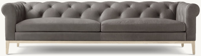 Italia Leather Chesterfield Sofa - Oak Base