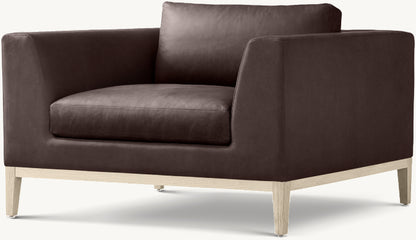 Italia Taper Arm Leather Chair - Oak Base
