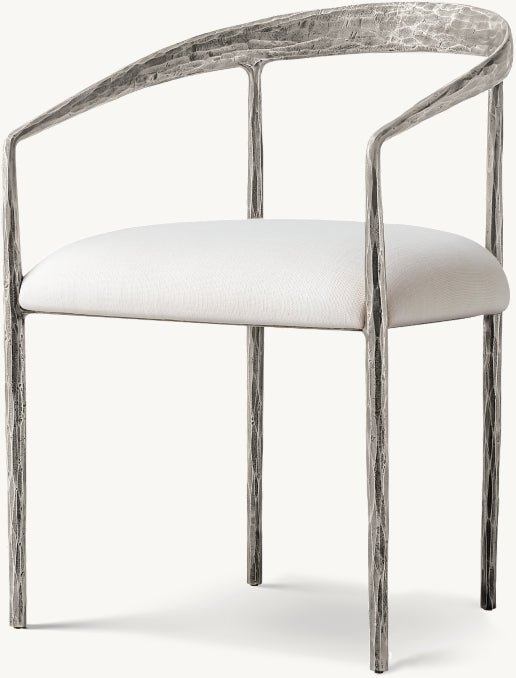 Thaddeus Curved Fabric Dining Armchair