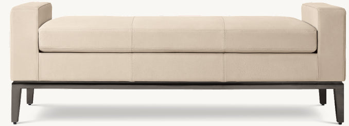 Italia Leather End-of-Bed Bench - Metal Base