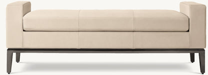 Italia Leather End-of-Bed Bench - Metal Base