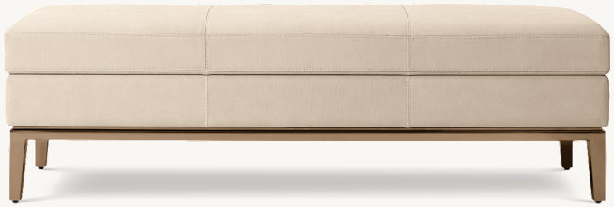 Italia Leather End-of-Bed Storage Bench - Metal Base
