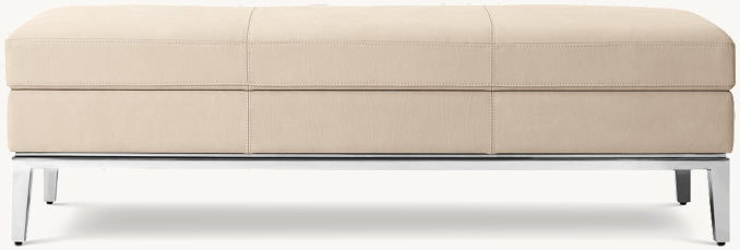 Italia Leather End-of-Bed Storage Bench - Metal Base