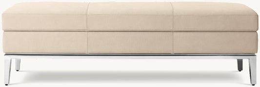 Italia Leather End-of-Bed Storage Bench - Metal Base