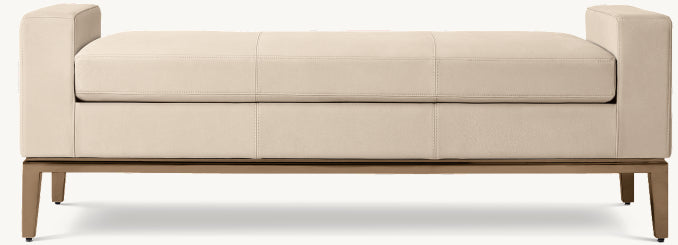 Italia Leather End-of-Bed Bench - Metal Base