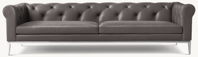 Italia Leather Chesterfield Sofa - Metal Base