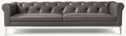 Italia Leather Chesterfield Sofa - Metal Base