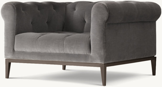 Italia Chesterfield Chair with Tufted Cushion - Metal Base