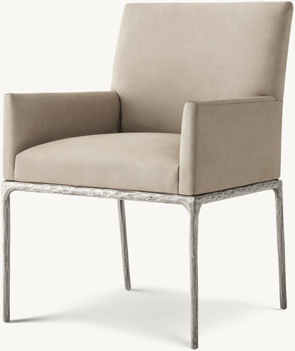 Thaddeus Track Leather Dining Armchair