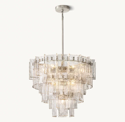 Lattice Clear Glass Tiered Round Chandelier 36"