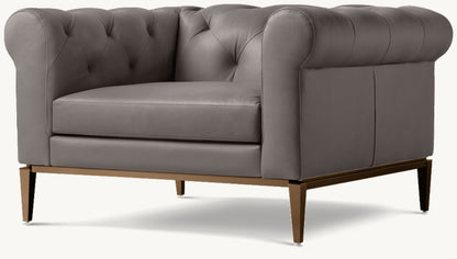 Italia Chesterfield Leather Chair - Metal Base