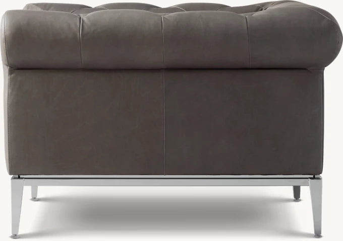 Italia Chesterfield Leather Chair - Metal Base