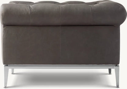Italia Chesterfield Leather Chair - Metal Base