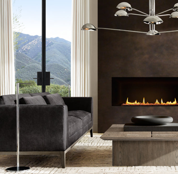 Italia Leather Taper Arm Sofa - Oak Base