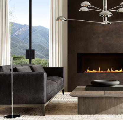 Italia Leather Taper Arm Sofa - Oak Base