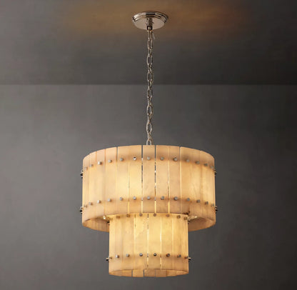 San Marco Alabaster Round Tiered Chandelier 22"