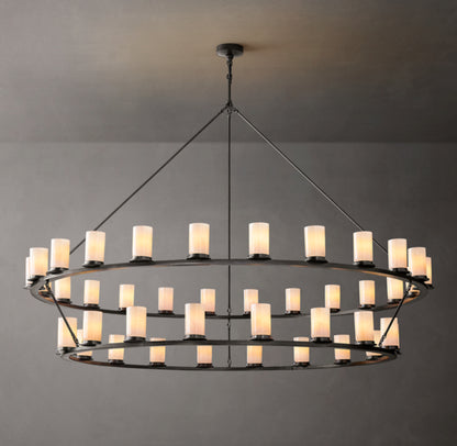 Ondra Round 2-Tier Milk Glass Chandelier 72"