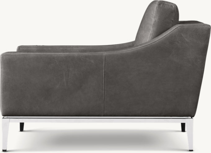 Italia Slope Arm Leather Chair - Metal Base