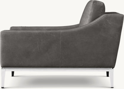 Italia Slope Arm Leather Chair - Metal Base