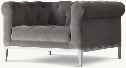 Italia Chesterfield Chair with Tufted Cushion - Metal Base
