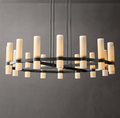 Ravelle Round Milk Glass Chandelier 48"