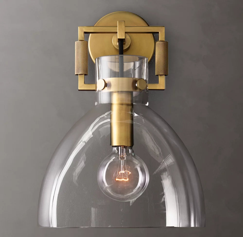 Machinist Glass Cloche Sconce 10"