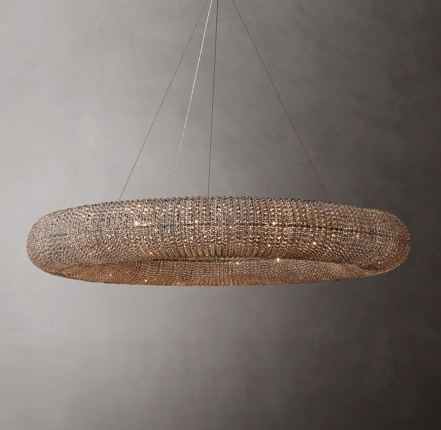 Crystal Halo Smoke Round LED Chandelier 59"