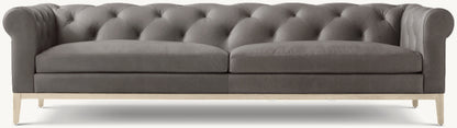 Italia Leather Chesterfield Sofa - Oak Base