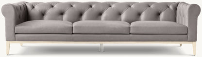 Italia Leather Chesterfield 3-Cushion Sofa - Oak Base