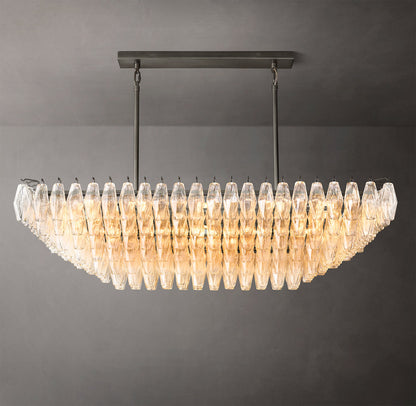 Chiara Clear Glass Tiered Rectangular Chandelier 54"