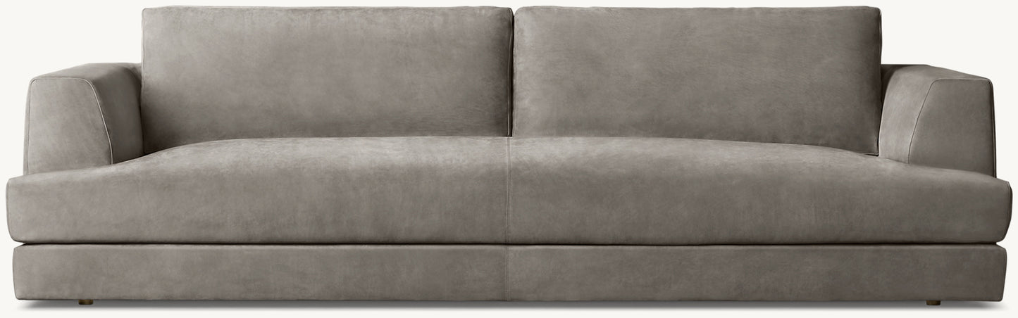 Monza Leather Bench-Cushion Sofa