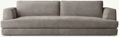 Monza Leather Bench-Cushion Sofa