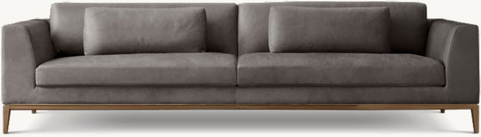 Italia Leather Taper Arm Sofa - Metal Base